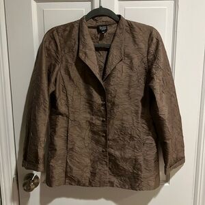 Eileen Fisher 100% Silk Taupe Petite Jacket